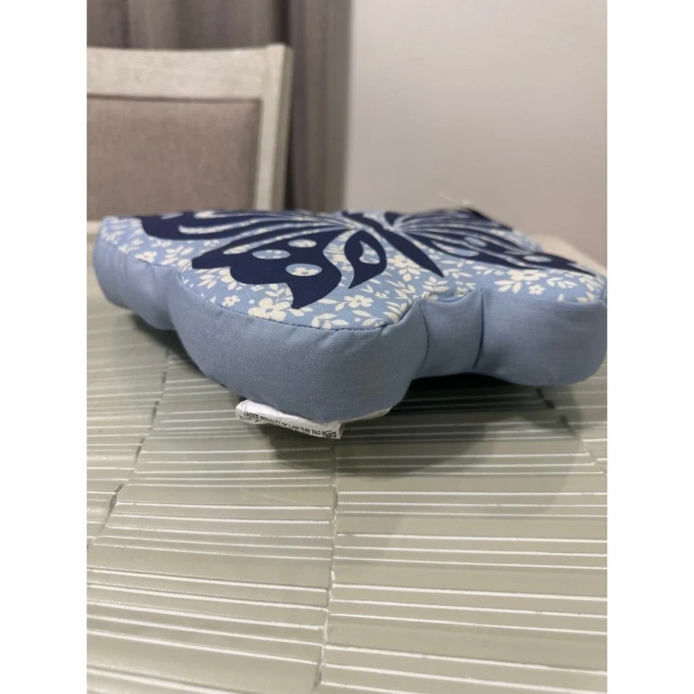 Blue Butterfly Toss Pillow Shaped Decorative Accent Cushion Floral NWT